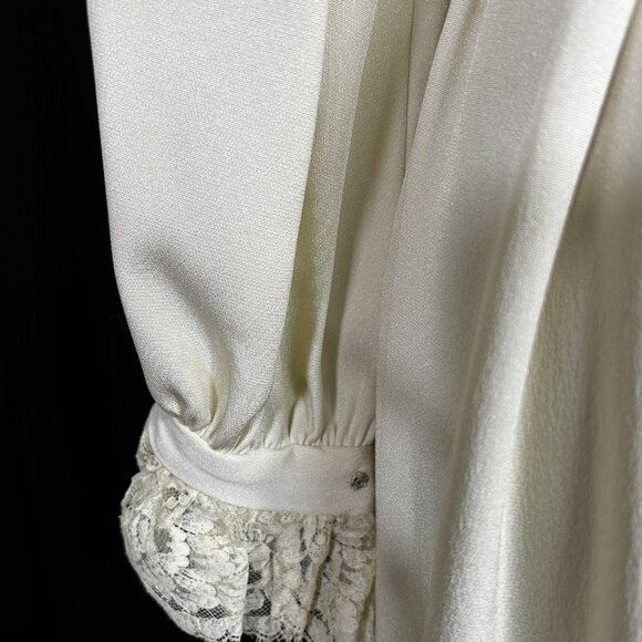 Gorgeous Vintage 70s Carson Pirie Scott Chicago Crepe Lace Wedding Prairie Dress - Picture 11 of 16